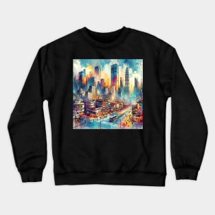 City Vibrance: Dynamic Urban Tapestry Crewneck Sweatshirt